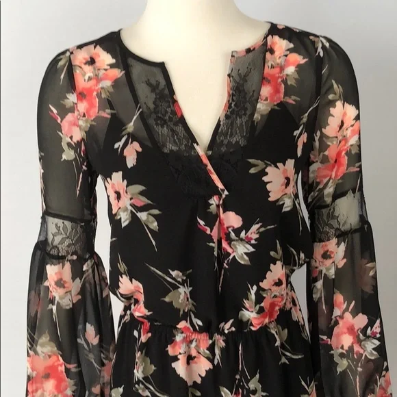 NWT WHBM Romantic Floral Print Dress.. Size 0 - Picture 9 of 15